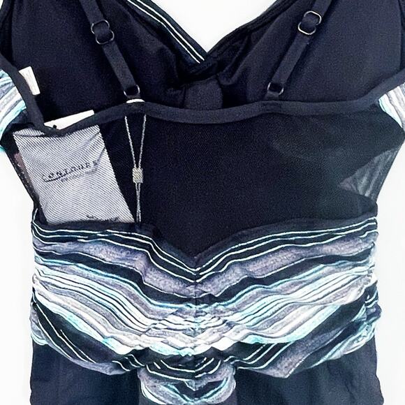 NEW Coco Reef Blue Grotto Sterling V Neck Striped Swimsuit Size 8/32 C/D - Picture 4 of 12